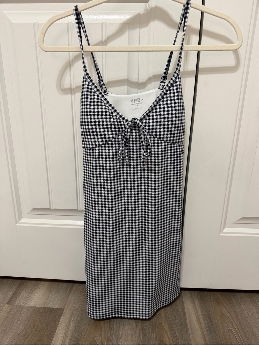 YPB Black & White Gingham Tie-Front Mini Dress